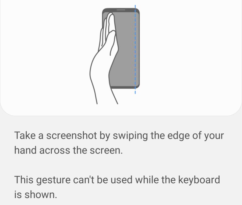 take screenshot using palm swipe