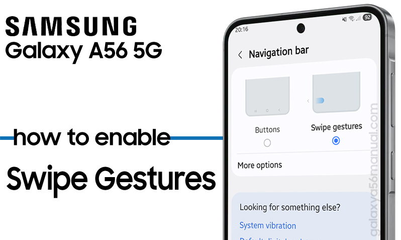 enable swipe gestures on galaxy a56